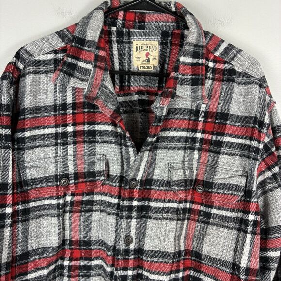 RedHead Flannel Shirt Mens 2XL TG Red Plaid Button Down Long Sleeve Outdoors - Picture 2 of 9